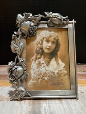 Vintage Rose Metal Frame, Cast Metal Roses, Ornate 3D Raised Roses, EUC