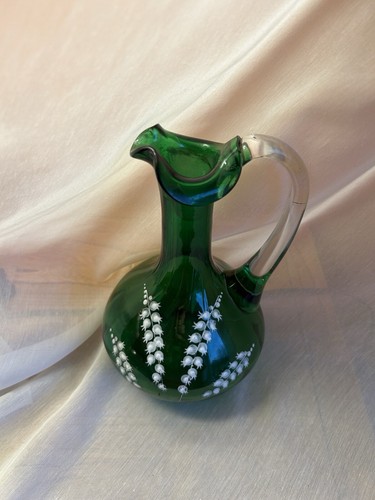 Art Deco Hand Blown Mary Gregory Lily of the Valley Jug - Picture 2 of 6