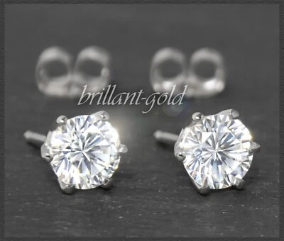 Diamant Ohrstecker in 585 Gold; 1,01ct Brillanten, Si1; 14K Weißgold Ohrringe! - Bild 1 von 4