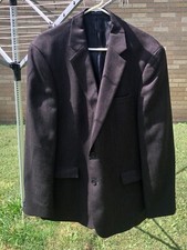 Stafford Wool Sport Coat Men's 46R Classic Fit Herringbone Brown  Black Blazer