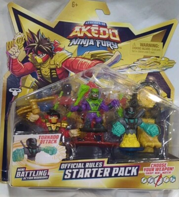 Legends Of Akedo NINJA FURY Official Rules Starter Pack 3 Mini Warriors Figures