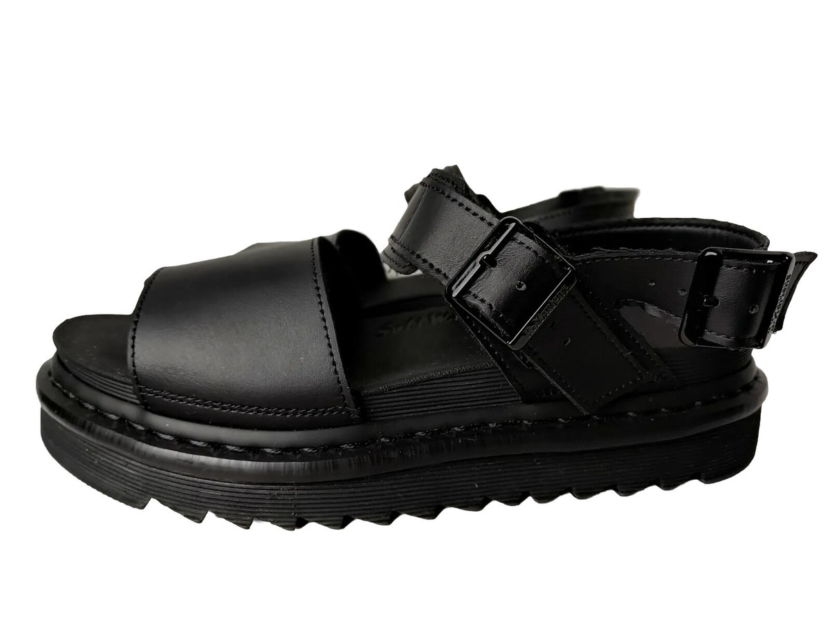DR MARTENS WOMEN 10 AIRWAIR Platform SANDAL BLACK LEATHER