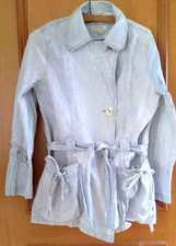 Et Dieu Crea La Femme Pale Blue Shimmer Cotton Light Jacket Divine Buttons 38 10
