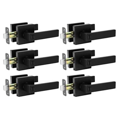 AIKKIL Matte Black Door Handle Interior Door Knob Keyless Levers