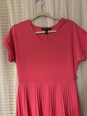elizabeth & nicole pleated dress Elizabeth & Nicole Women Dress Sz L mauve pink cuff short D1