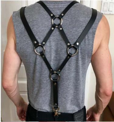 Men's Leather Harness Strap Bondage Garter Ceinture Suspender Belt