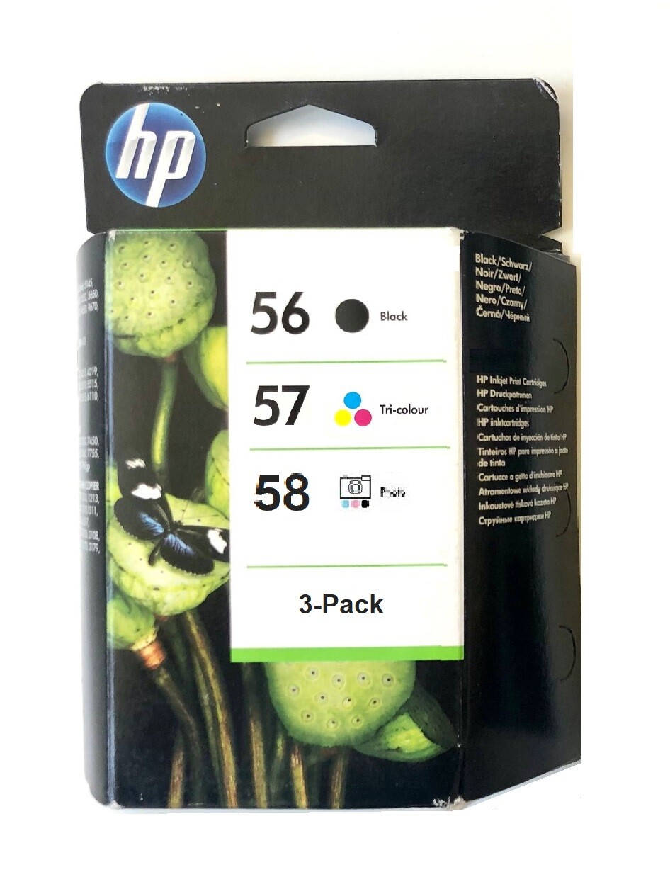 3x Original Ink HP Deskjet 450 5150 5550 5655 5850 9650 / 56 + 57 + 58 INK SET