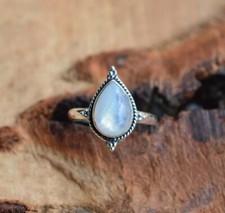 Natural Moonstone Ring 925 Sterling Silver Handmade Ring Gift For Lover