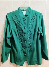 H. APPAREL CO. Vintage Emerald Green Button Down Blazer Size M