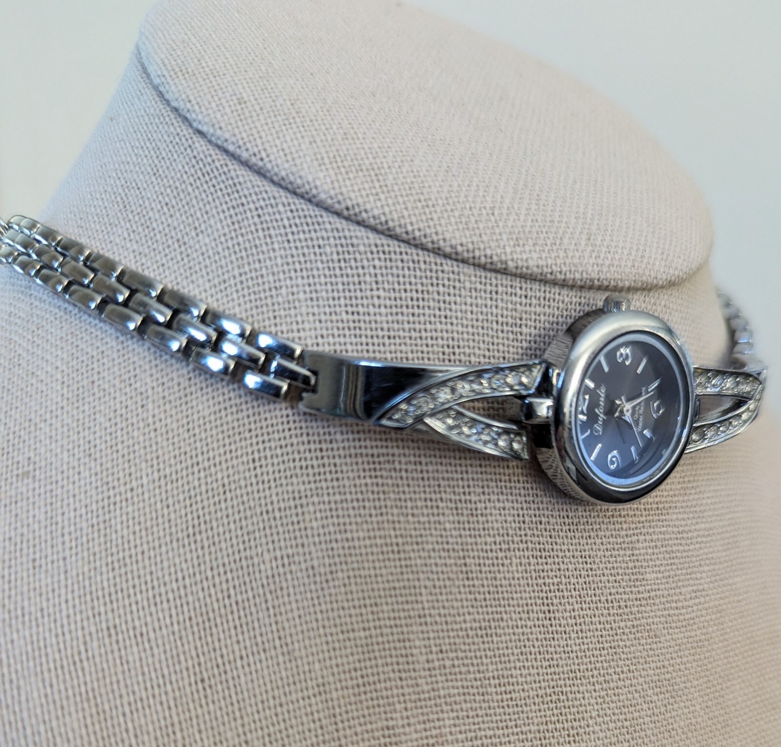 Vintage Dufonte silver tone rectangular quartz wa… - image 2