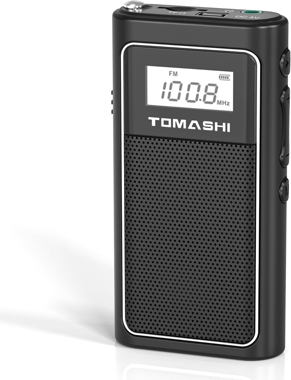TOMASHI Tiny Portable FM Radio with USB Charging, Pocket Radio with Micro SD 