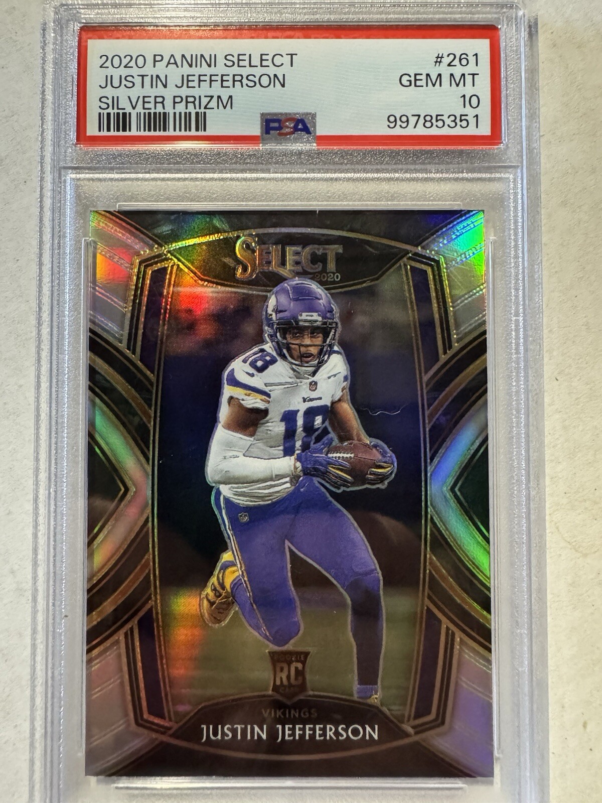 Justin Jefferson 2020 Select Club Level Silver Prizm #261 PSA 10 Vikings