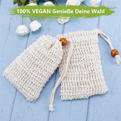 10x Seifenbeutel Seifensäckchen Bio 100% Vegan Sisal Peeling-Schwamm Netz Kordel - Bild 2 von 6