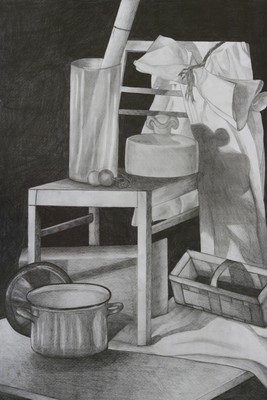 Still Life Old Items Pencil Black And White Chair Shadow Ebay