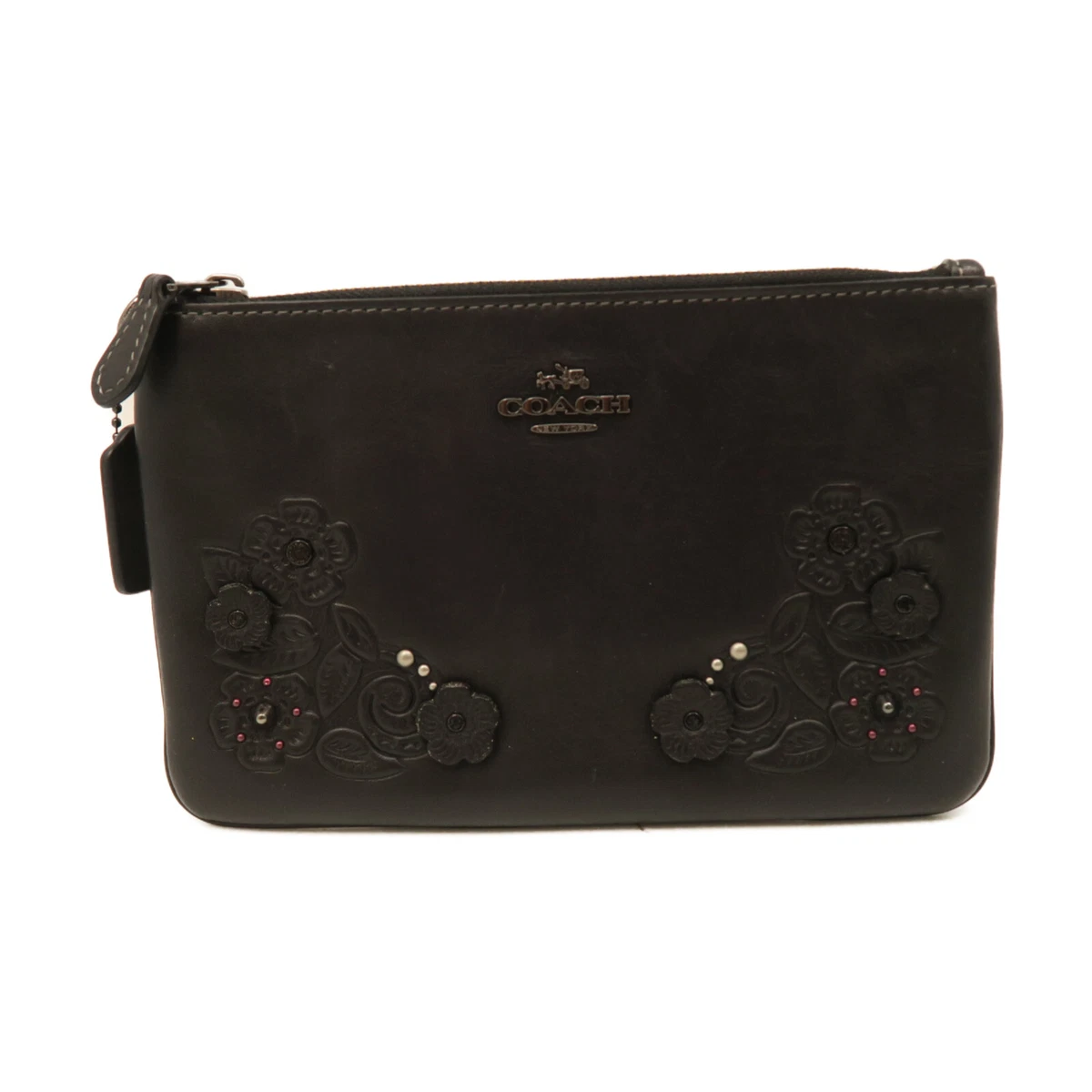 COACH Zipper Pouch Calfskin Leather Black | eBay
