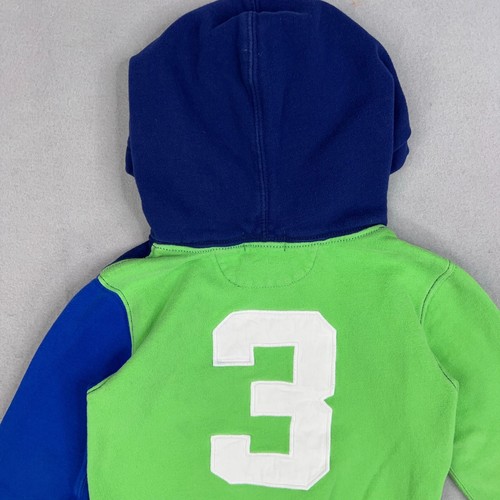 Polo Ralph Lauren Hoodie Boy 6 Blue Green Colorblock Rugby Big Pony Preppy Sport - Picture 7 of 14