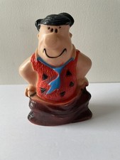 Vintage 1973 Fred Flintstone Plastic Bank by HomeCraft Hanna Barbera w/ Stopper