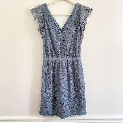 Madewell Lace Flutter Sleeve Dress in Blue size 0 | eBay Madewell Lace Flutter Sleeve Dress in Blue size 0 | eBay