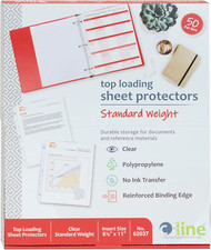 Top Loading Standard Weight Poly Sheet Protectors, Clear, 8.5 X 11 Inches, 50 pe