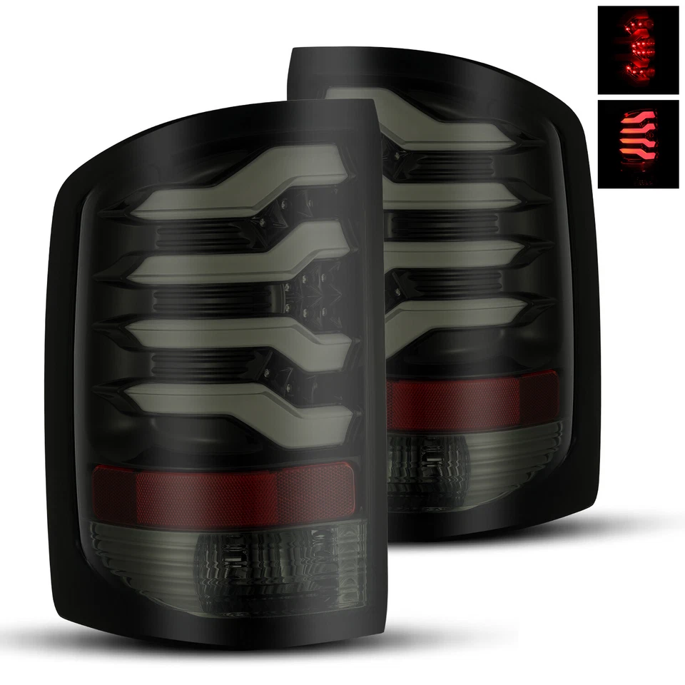 Se adapta a GMC Sierra 1500/2500/3500 2014-2017 barra LED carcasa negro humo luces talilililights Foto 2 de 4