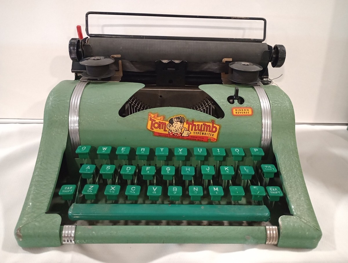 Vintage 1950's TOM THUMB Working Typewriter w Metal Case Great