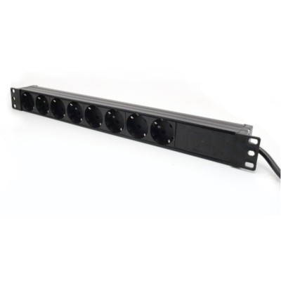 1 HE 8 Steckdosenleiste Verteiler für 19'' Rackeinbau 482,6mm Penn Elcom Schuko