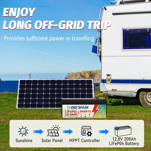 12V 200Ah LiFePO4 Lithium Battery 200A BMS Bluetooth for Solar RV +7A Charge - Picture 6 of 25