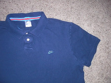 Vintage NIKE blue pure cotton short sleeve polo shirt men's XL
