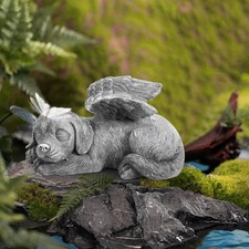 Dog Angel Pet Memorial Tombstone Marking Statue, Resin, Stone Finish T5C71204