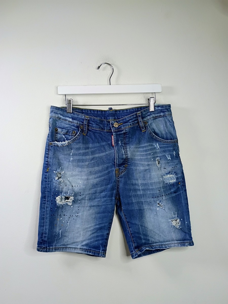 DSQUARED2 Tidy Biker Distressed Jean Shorts IT 56 US 34