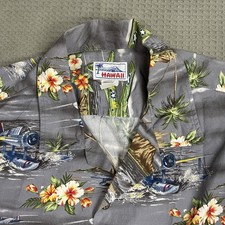 Hawaiian Shirt Fighter Jets Bomber Planes XL Men  s Vintage Hawaii Brand Gray