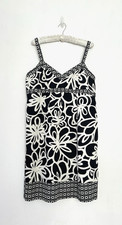 Next Dress Women's Black & White Strappy Pin Tuck FLoral Size 18 BNWT