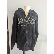 Y2K Hurley Full Zip Hoodie Black Jacket Embroidered Graphic Unisex Size Large