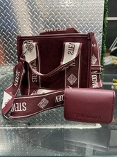Steve Madden Burgundy Satchel with Detachable Strap, Coin Purse, Logo Accent
