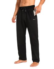 Men's Sweatpants Cotton Yoga Pants Casual Jersey Pants for Men Open Bottom St...