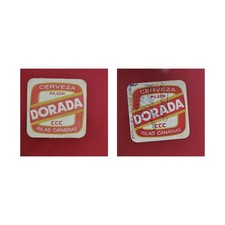 Cerveza Dorada Islas Canarias roter Streifen Brauerei Bierdeckel Bier