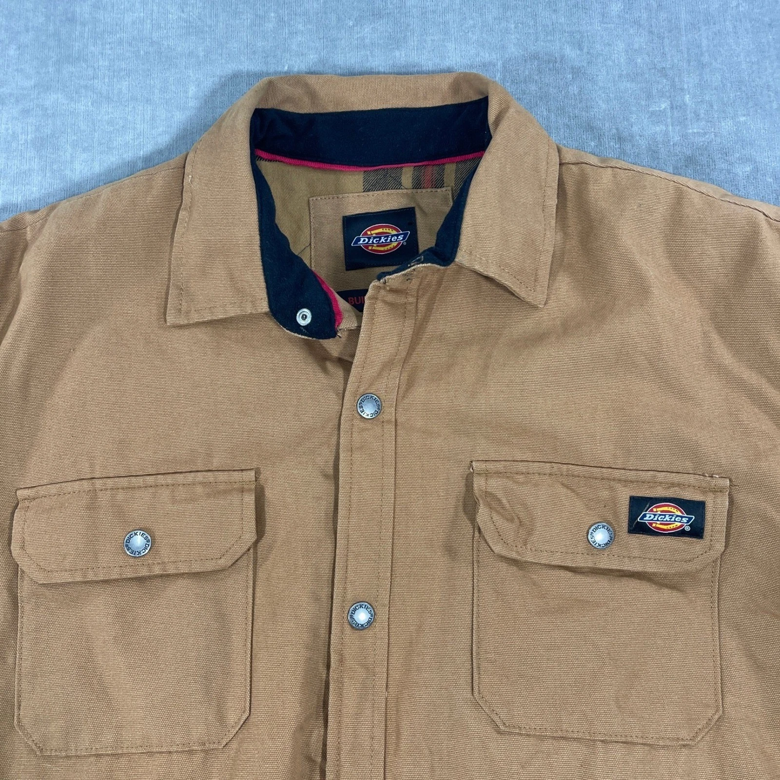Dickies Mens XL Brown Canvas Flannel Lined Work Chore Jacket Coat image 2