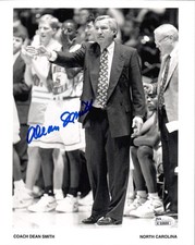 DEAN SMITH HAND SIGNED 8x10 PHOTO       NORTH CAROLINA COACH        JSA