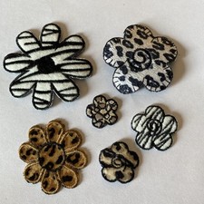 Lot Animal Print Daisy Flower Iron On Patches 1  - 2.75   Six Pieces