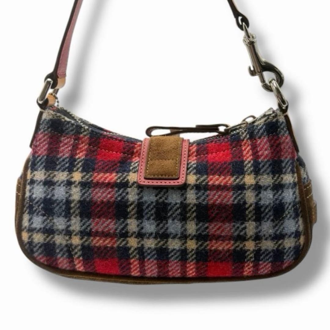COACH Check Patchwork Handbag Accessory Pouch Woo… - image 3