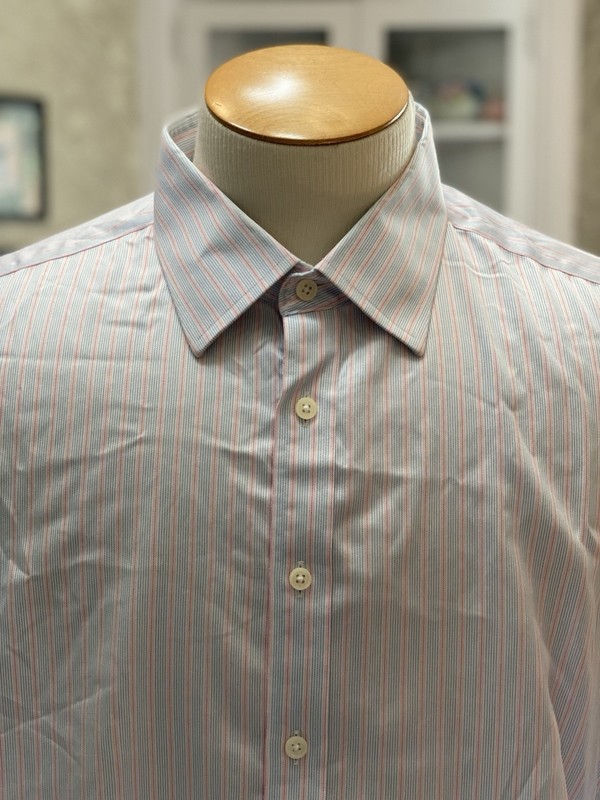 Charles Tyrwhitt Men's Blue Striped French Cuff Dress Shirt Size 18/35