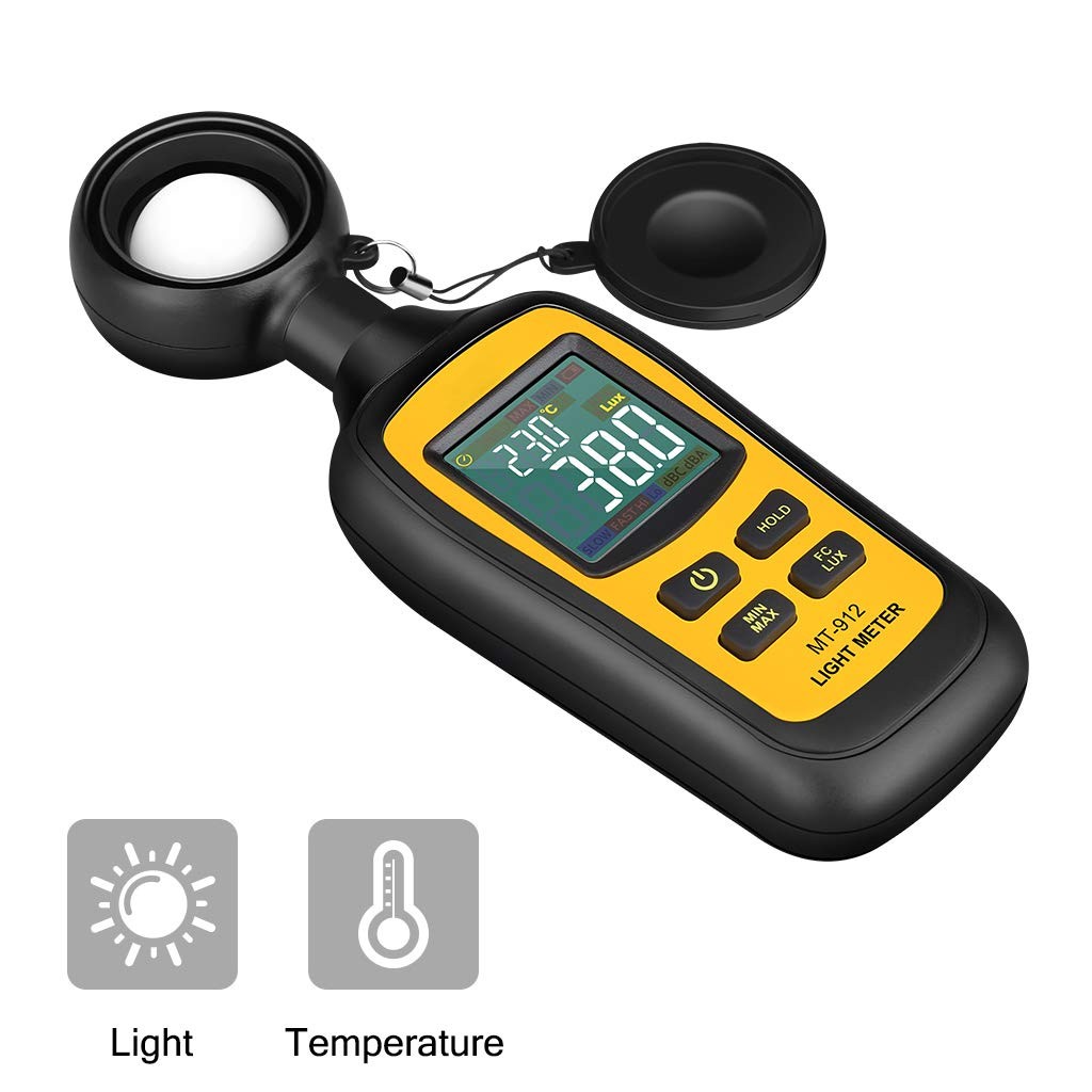 Light Meter Digital Illuminance Meter Handheld Ambient Temperature Measurer R...