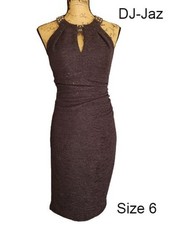 DJ-Jaz Womens 6 Halter Dress Black Sparkly Sleeveless Cocktail Party Knee-Length