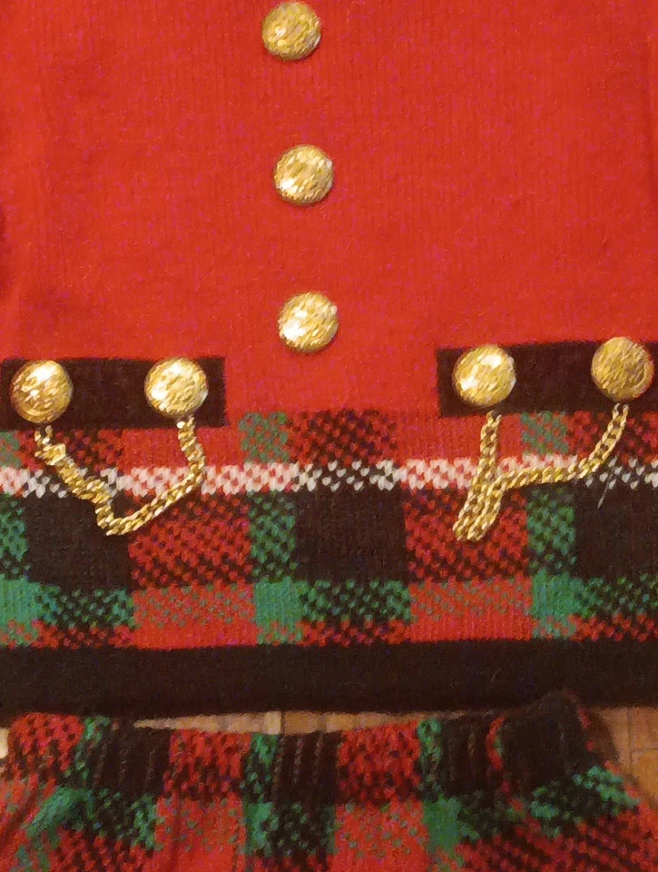 Vintage Girls 4T Sweater Knit Plaid Skirt Christmas Red Green Preppy Bull Frog - Image 4 of 4