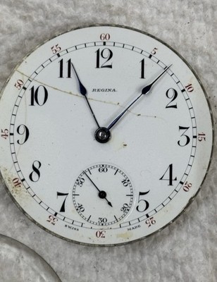 Regina (Omega) Pocket watch movement, Dial and crystal For parts Repair
