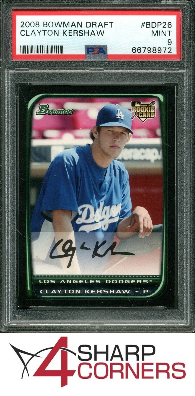 2008 BOWMAN DRAFT PICKS #BDP26 CLAYTON KERSHAW RC DODGERS PSA 9