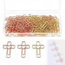 100 Pack Heart Cross Clips, Gold Rose Gold
