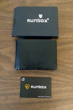 Runbox Men's Slim Black Leather Wallet w/8 card slots NEW with GIFT BOX!
