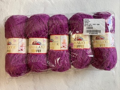 HIMALAYA TOFFEE YARN LOT OF 5 SKEINS COLOR 73522 PURPLE NEW