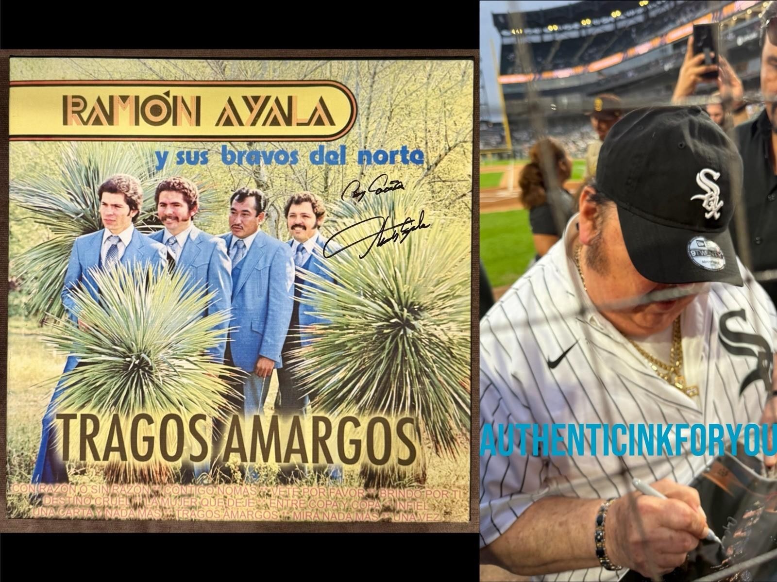 RAMON AYALA SIGNED 12X12 TRAGOS AMARGOS ALBUM CANVAS REY DEL ACCORDION MEXICO